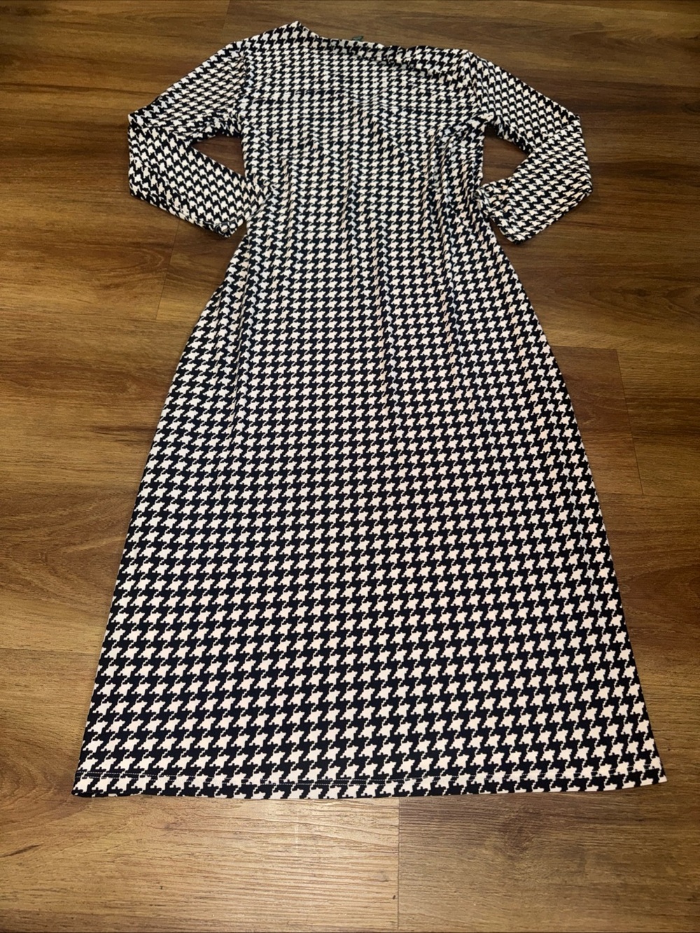 Lauren Ralph Lauren Small Women's Houndstooth Surplice Dress Black/White - Picture 8 of 8